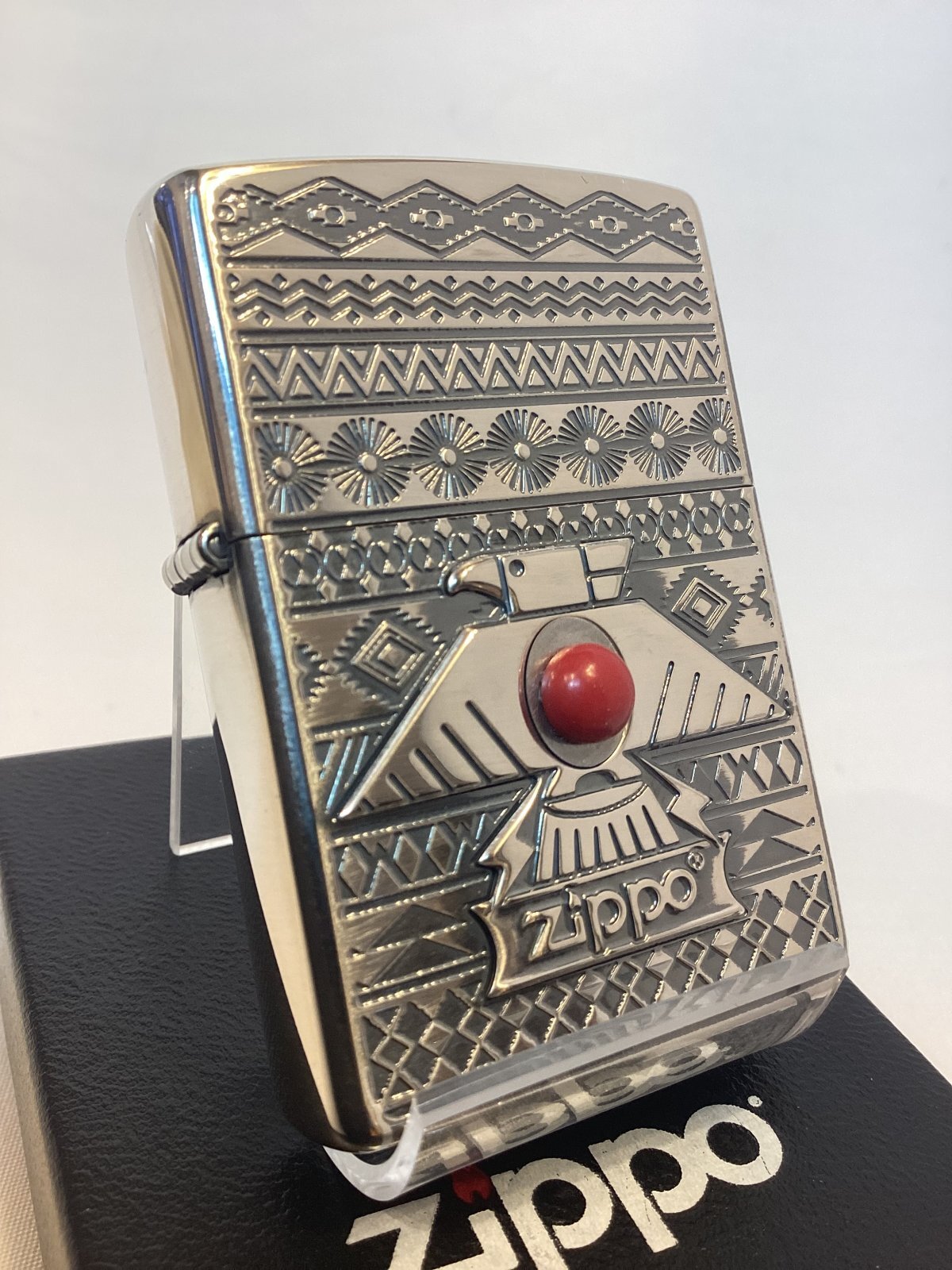 画像1: No.200 推奨品ZIPPO SILVER OXIDIZED PLATE シルバーオキシダイズド プレート THUNDERBIRD RED サンダーバード レッド z-6414