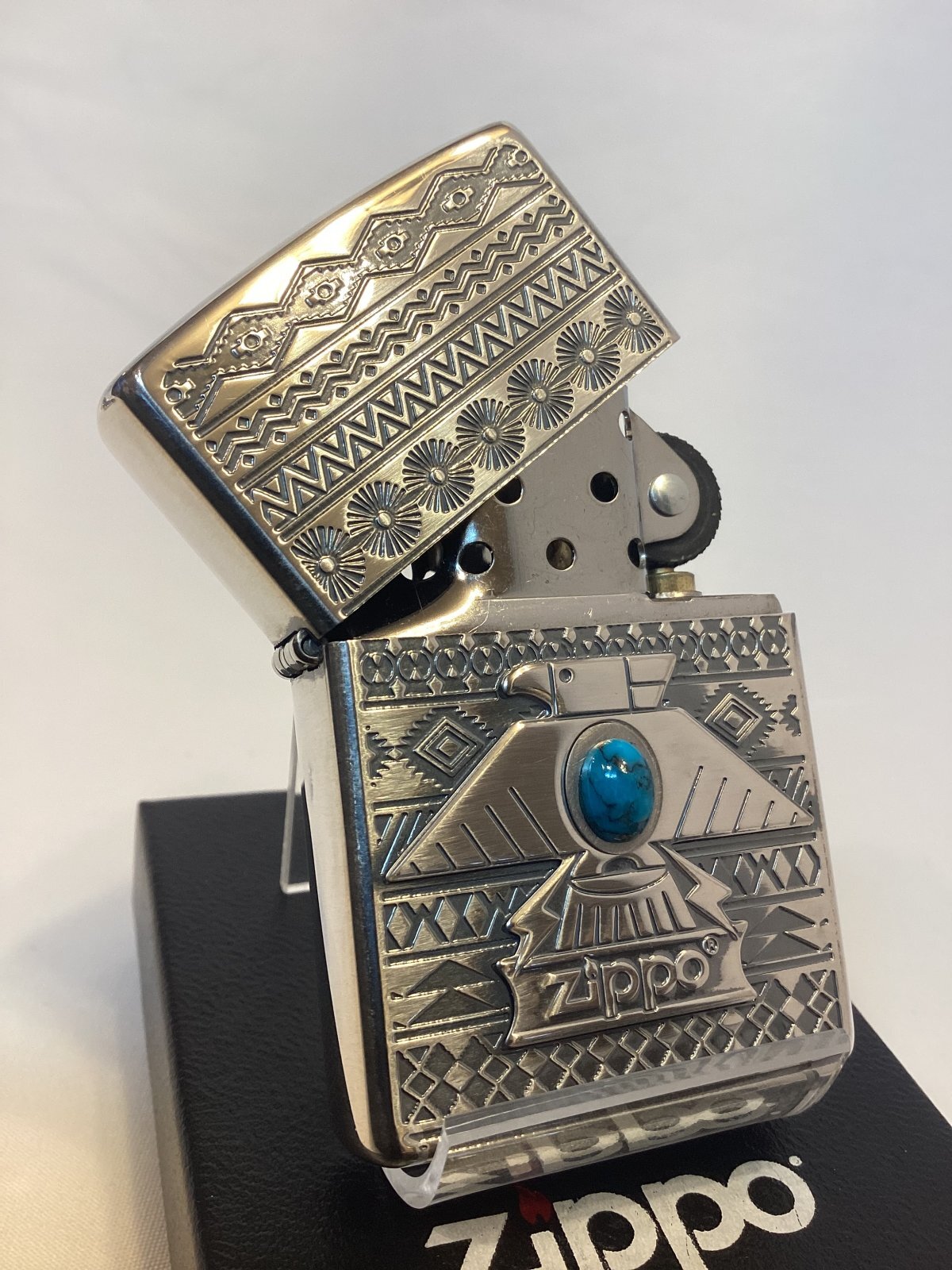 画像2: No.200 推奨品ZIPPO SILVER OXIDIZED PLATE シルバーオキシダイズド プレート THUNDERBIRD BLUE サンダーバード ブルー z-6414