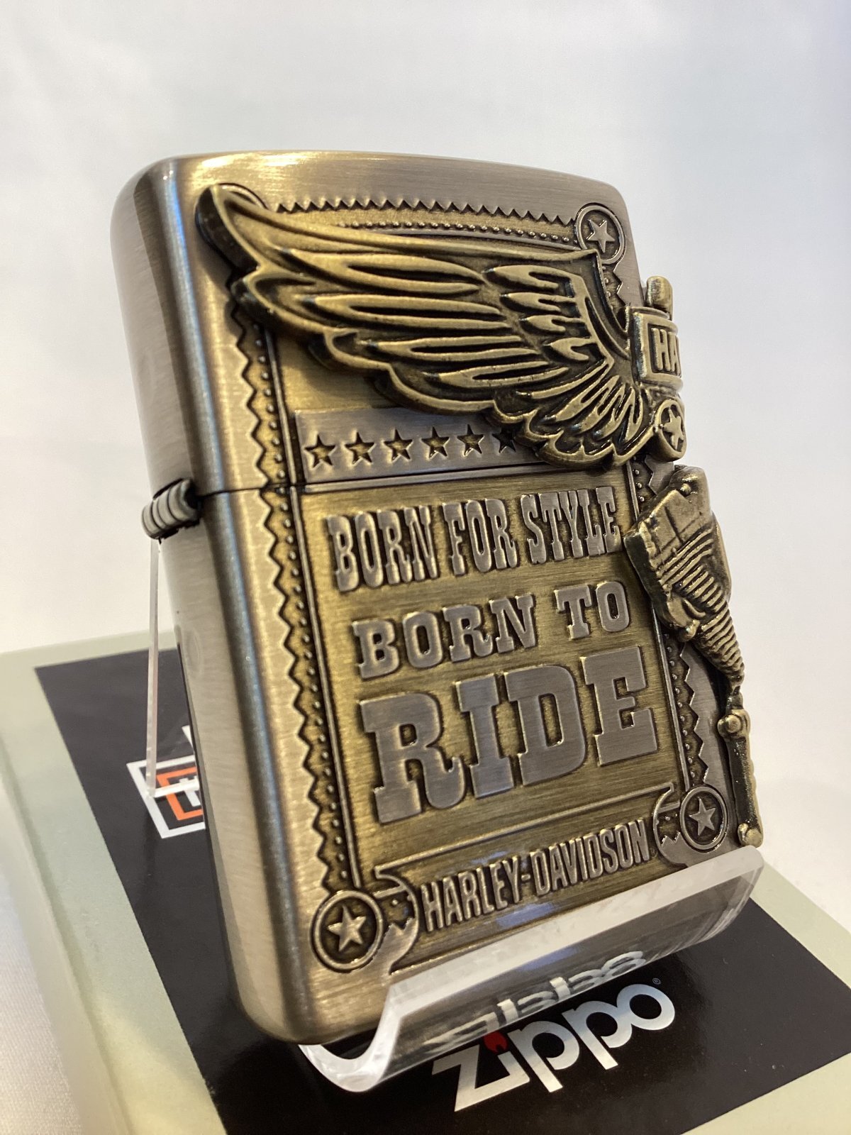 画像1: No.200 HARLAY DIVIDSON ZIPPO ハーレー・ダビッドソン ANTIQUE BRASS アンティークブラス SIDE METAL サイドメタル z-6569