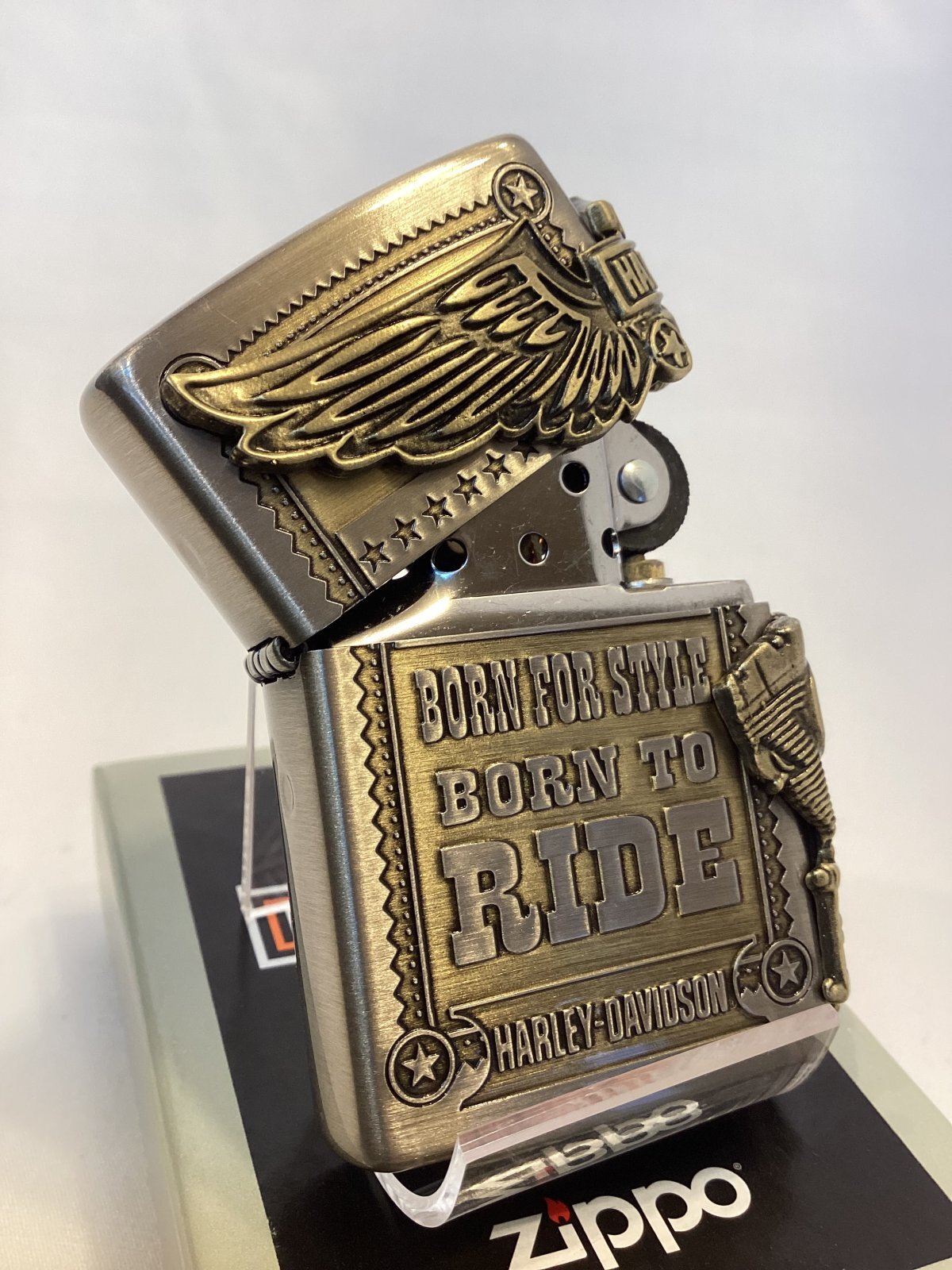 画像2: No.200 HARLAY DIVIDSON ZIPPO ハーレー・ダビッドソン ANTIQUE BRASS アンティークブラス SIDE METAL サイドメタル z-6569