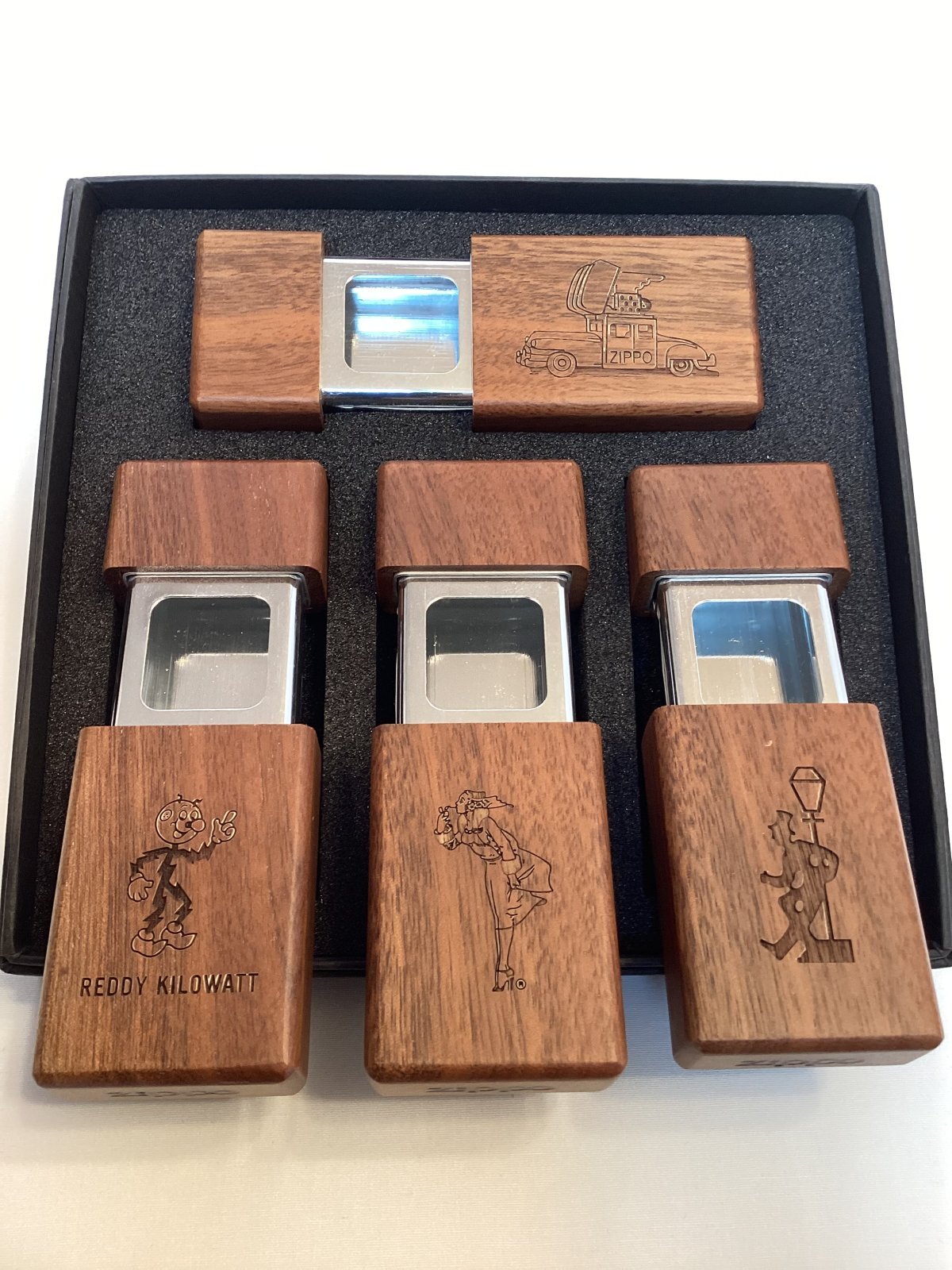 画像3: ZIPPO GOLD ZIPPO HANDY ASHTRAY 幻のアメリカンウォールナット ジッポー携帯灰皿 4個セット z-6571