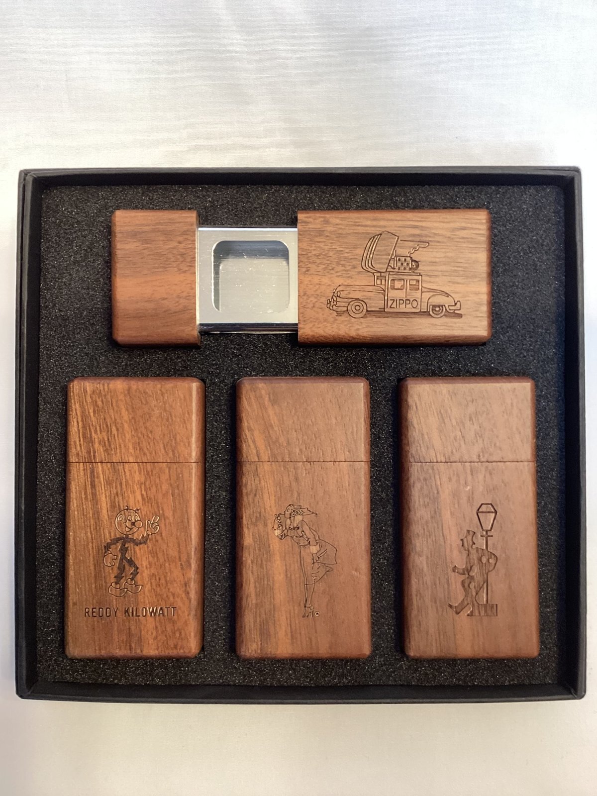 画像1: ZIPPO GOLD ZIPPO HANDY ASHTRAY 幻のアメリカンウォールナット ジッポー携帯灰皿 4個セット z-6571
