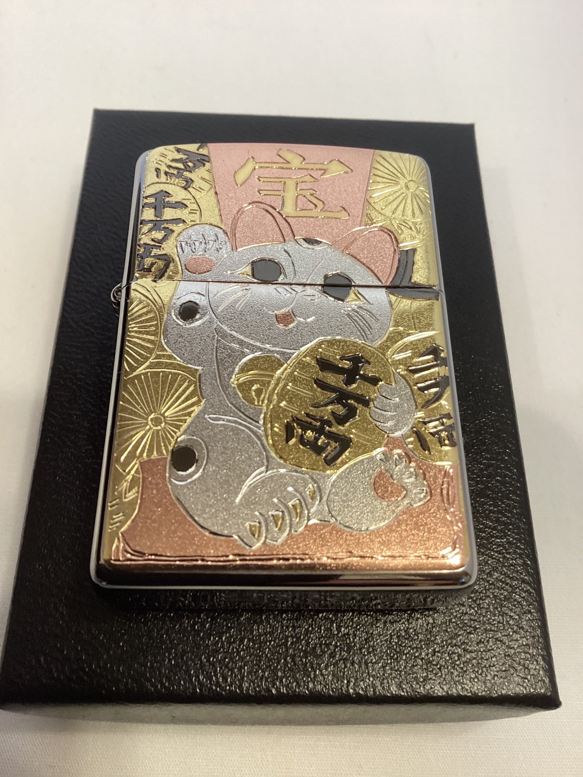 画像5: No.200G推奨品ZIPPO BRUSHED CHROME ブラッシュクローム 電鋳板プレート 招き猫 z-6629