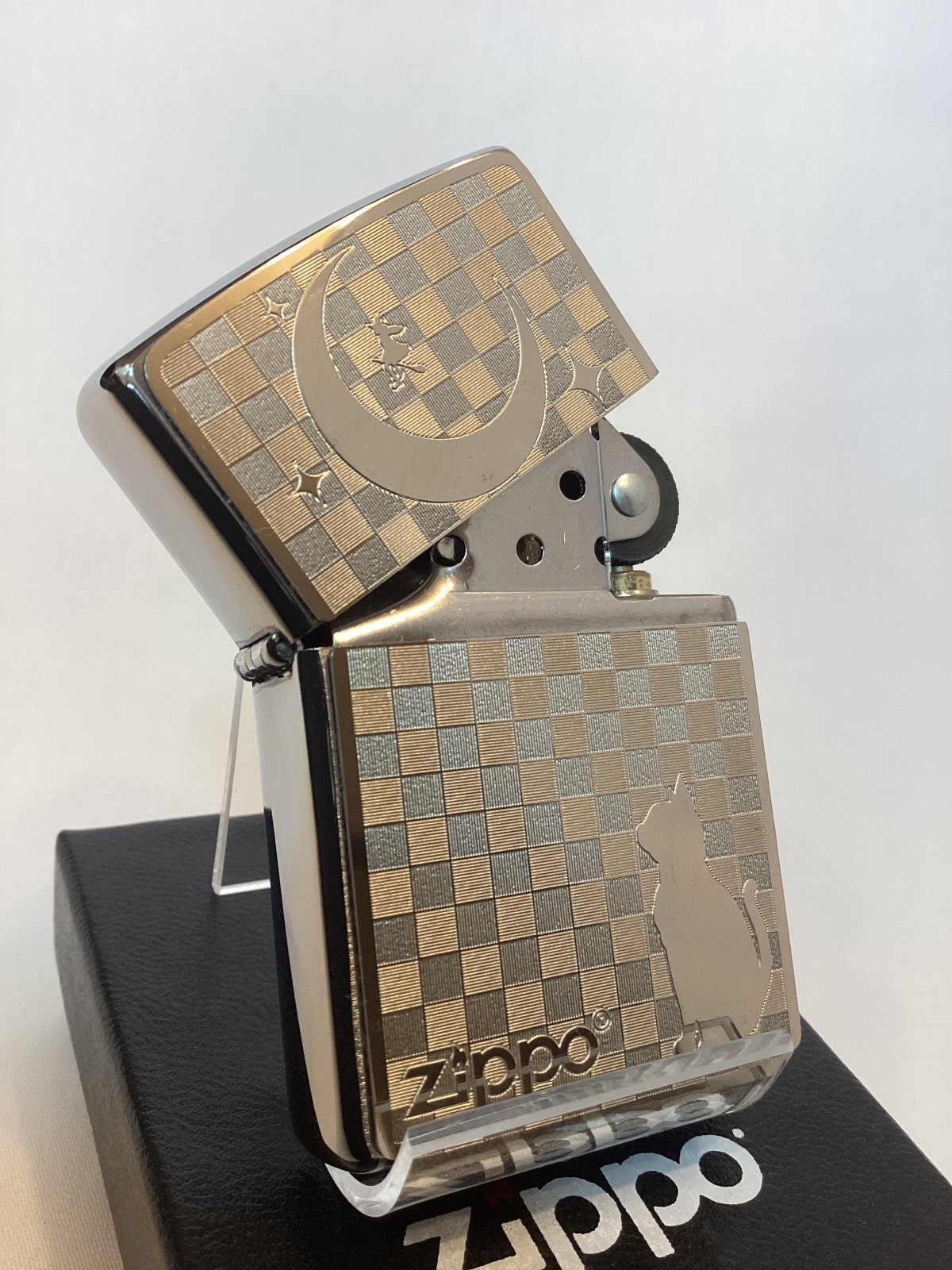 画像2: No.200 ペット&アニマルZIPPO BRUSHED CHROME ZIPPO ブラッシュクローム METAL PLATE メタルプレート ネコと月 z-6696