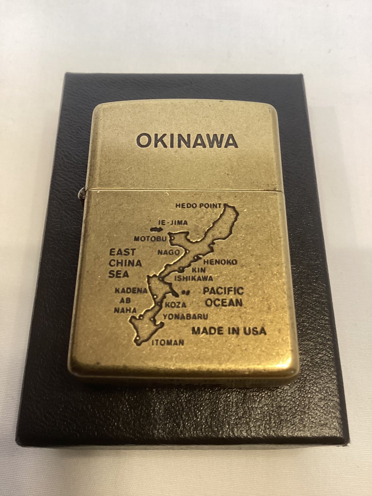 画像5: No.201FB アンティークシリーズZIPPO ANTIQUE BRASS アンティークブラス 沖縄MAP z-6756