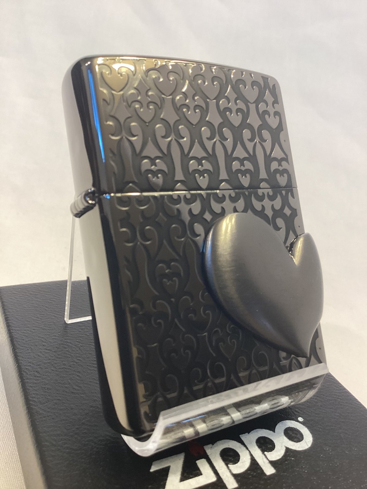 画像1: No.200 ヴィンテージZIPPO 2010年製 BLACK MIRROR ブラックミラー BLACK HEART METAL ブラックハートメタル z-6864